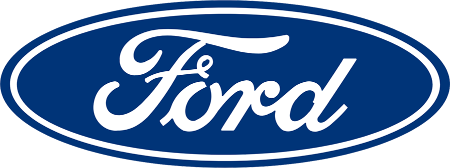 Ford logo: blue oval with white cursive script reading 'Ford'.